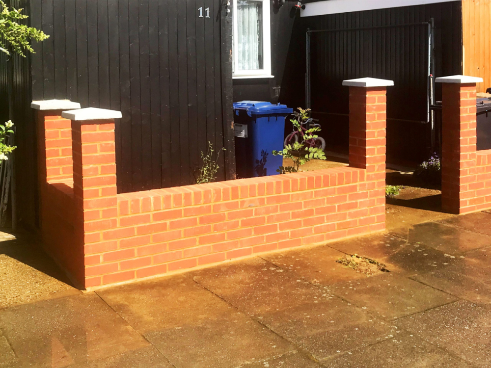 Arch - Red engineer brick wall cw pillars and capping